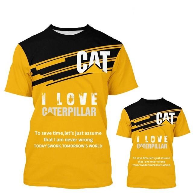 Caterpillar T shirts 3D Cat Excavator Print Streetwear Men's and Women's O-Neck Plus Size Sports Fashion T-shirt Tops