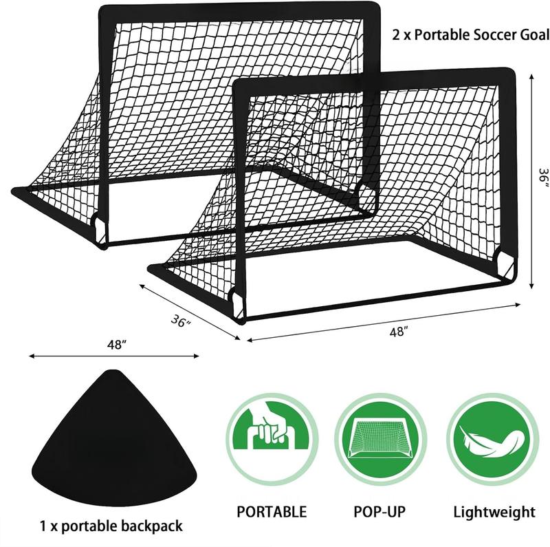 2 Pack 4' x 3' Soccer Goal Net Set, Pop Up  Practice Soccer Goals for Indoor and Outdoor.Portable Soccer Net with Carrying Bag & Ground Pegs,  for Backyard, Field, Court