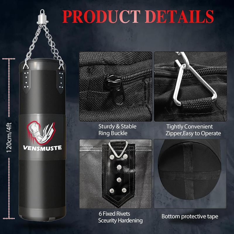 Punching Bag Adults, 4FT Oxford Heavy Bag Set, Punching Bag 12OZ, Chains, Wraps, etc. Suitable Karate Kickboxing  Unfilled