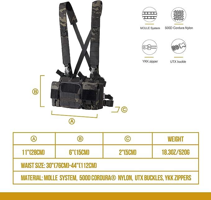 ONETIGRIS Chest Rig, MOLLE Chest Rigs Chest Rig Dangler Pouch Utility Admin Pouch IFAK Organizer