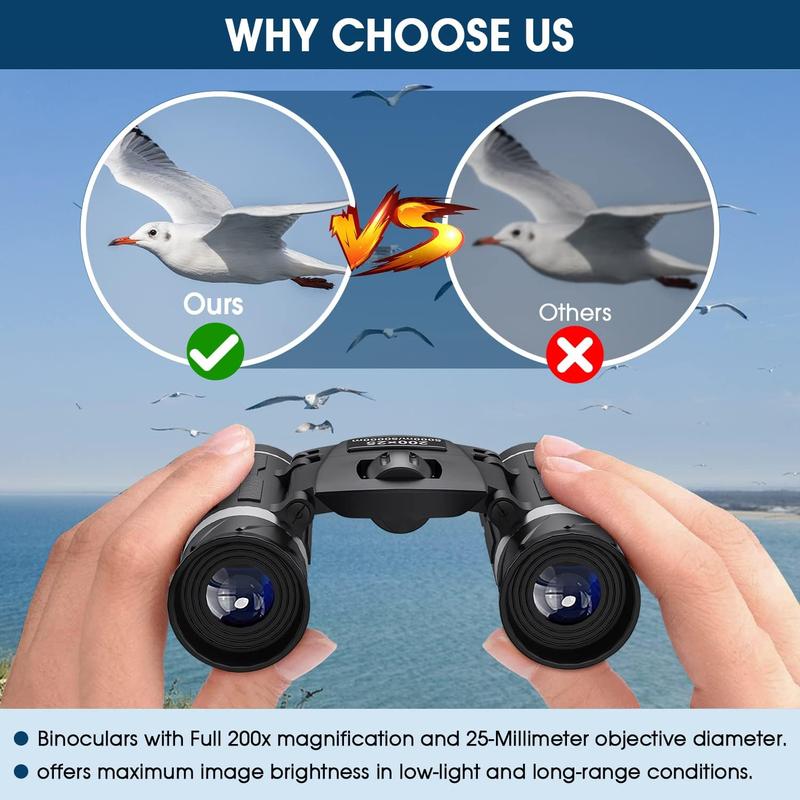 200x25 Compact Binoculars for Adults and , High Powered Mini Pocket Binoculars, Waterproof Small Binoculars for Bird Watching, Hunting, Concert, Theater, Opera, Traveling, Sightseeing