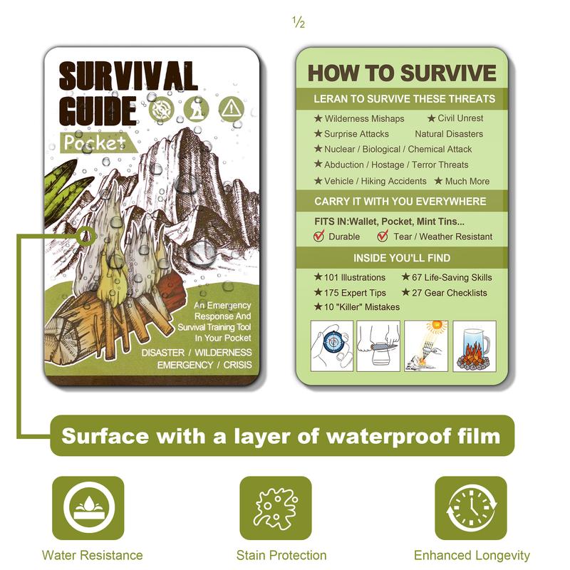 RDS SCM Survival Guide for Emergency Disaster Micro Guide and First Aid Survival Pocket Handbook - Easily Fits in Wallet, Glove Box, or Pouch Emergency Disaster Survival Guide Pocket Handbook