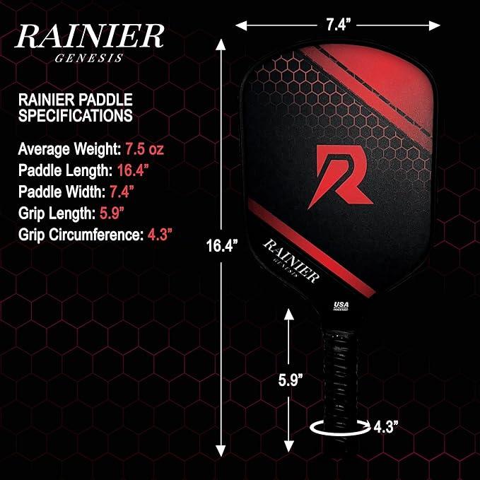 Rainier Pickleball - 2024 Graphite Carbon Fiber Pickleball Paddle 16MM | Pro Control, USA Approved, High Performance Paddle for Pickle Ball