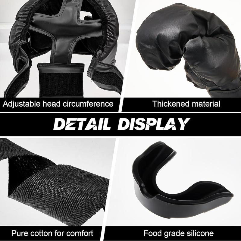 Hamoluxi  14 Pcs Boxing Set Including 2 Pair of 16 oz Boxing Gloves Headgear Helmet Boxing Hand Wraps Sport Mouth Guards