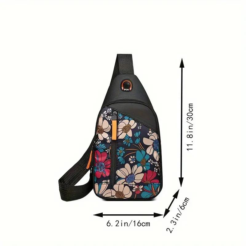 Floral Pattern Sling Backpack Chest Bag Crossbody Shoulder Bag Gym Cycling Travel Hiking Daypack