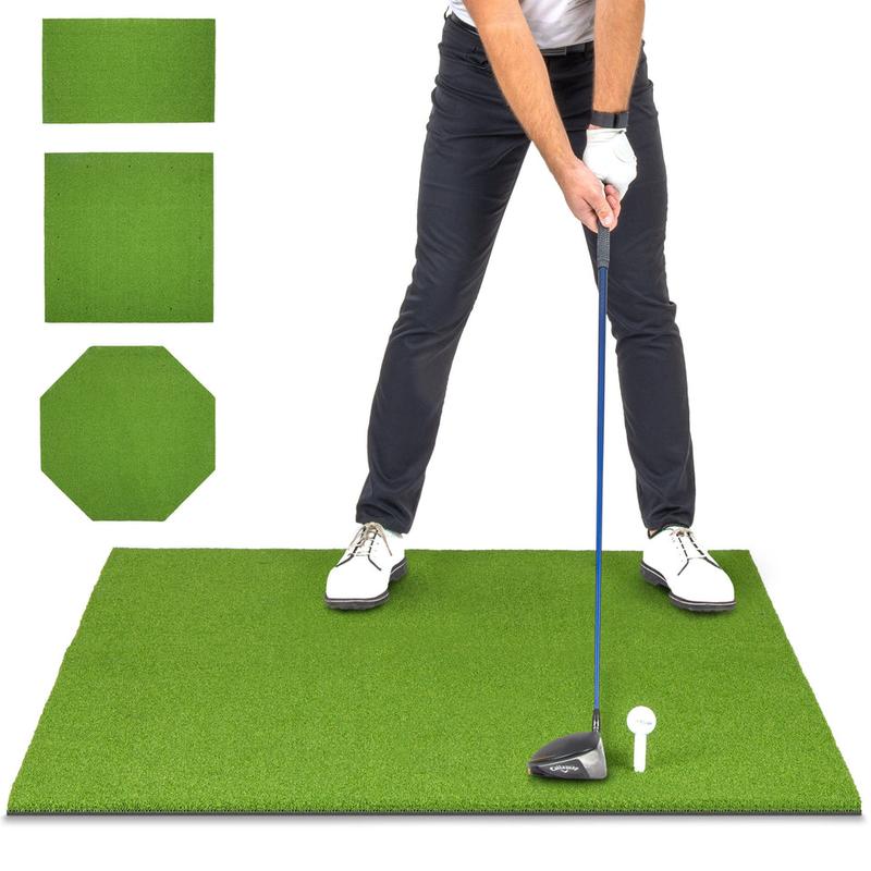 GoSports Golf Hitting Mat - PRO 5 x 4 ft - 5 mm Artificial Turf Training Mat for Indoor Outdoor Swing Practice, Includes 3 Rubber Tees