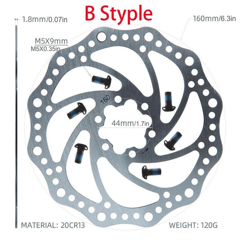 160mm Disc Brake Rotor with 6 Bolts, 2 Counts Stainless Steel Bicycle Rotors Fit for Road Bike, Mountain Bike