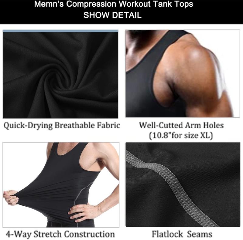 1 or 3 Pack Men's Compression Shirts Sleeveless Tank Top Dry Fit Athletic Workout Sports Running Base Layer Undershirt