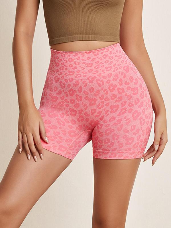 Women's Leopard Print High Waist Sports Gym Shorts, Breathable Comfortable Skinny Shorts for Yoga Running, Ladies Sportswear for Indoor Outdoor Wear