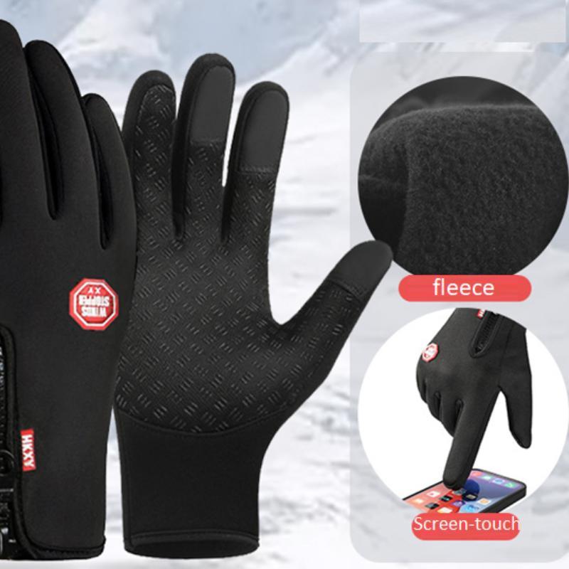 Winter Warm Gloves, 1 Pair Waterproof & Windproof Touch Screen Gloves, Outdoor Cycling Gloves, Warm Plush Lining Gloves for Fishing, Holiday Gift