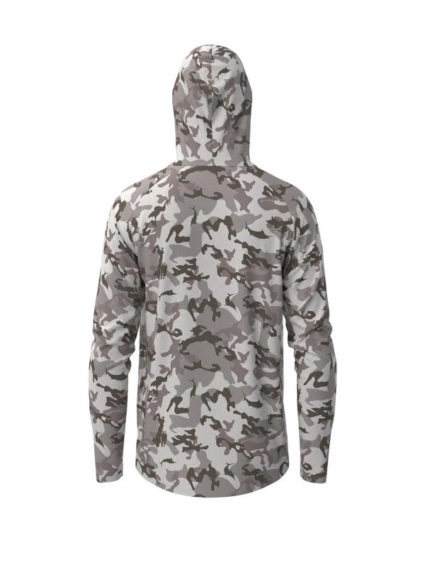 Men's Regular Fit Camo Print Hooded Sports Outerwear with Mask, Long Sleeve Sun Protection Fishing Outerwear,  Men's Fall Clothing,  Casual Sporty Breathable Fishing Clothing for Outdoor Activities