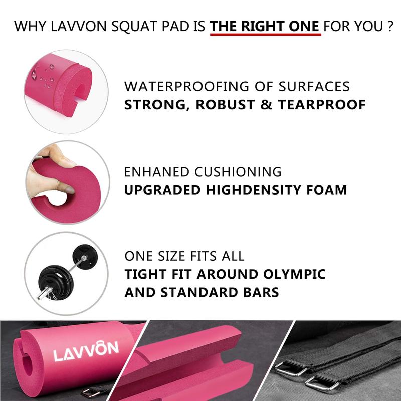 Squat Pad - Foam Barbell Pad for Squats Cushion, Lunges & Bar Padding for Hip Thrusts - Standard Olympic Weight Bar Pad - Provides Cushion to Neck and Shoulders While Training