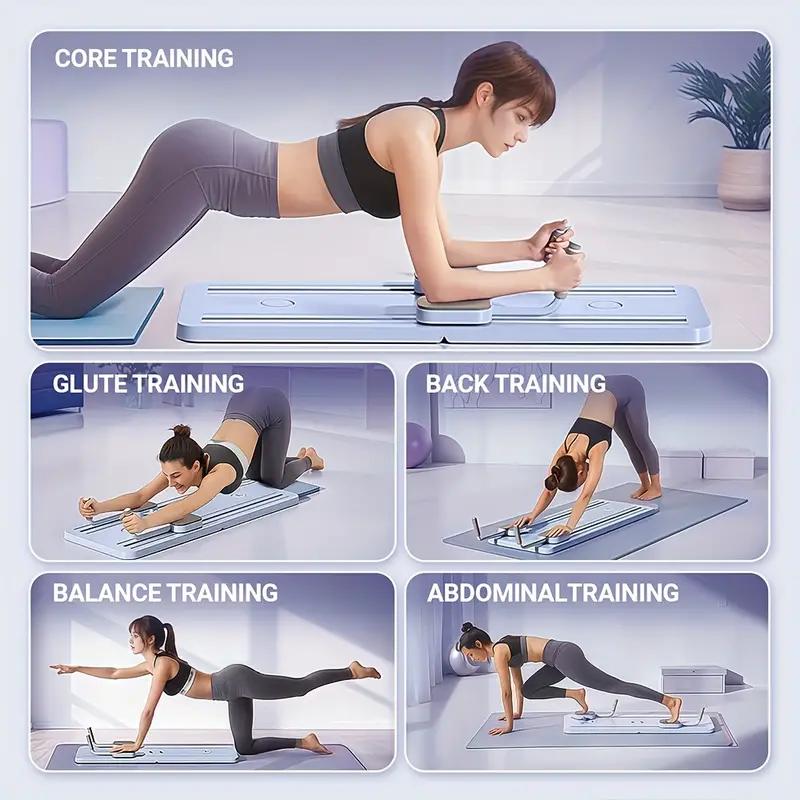 6-in-1 Multifunctional Pilates Board With Automatic Rebound, Foldable Workout Machines - Full Body Workout Equipment, Home Pilates