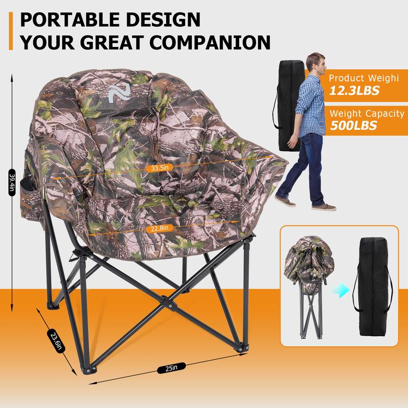 Slsy Heated Camping Chair, Portable Outdoor Sports Padded Oversized Heated Folding Chairs, Heating Lawn Chair Patio Lounge Chairs for Adults