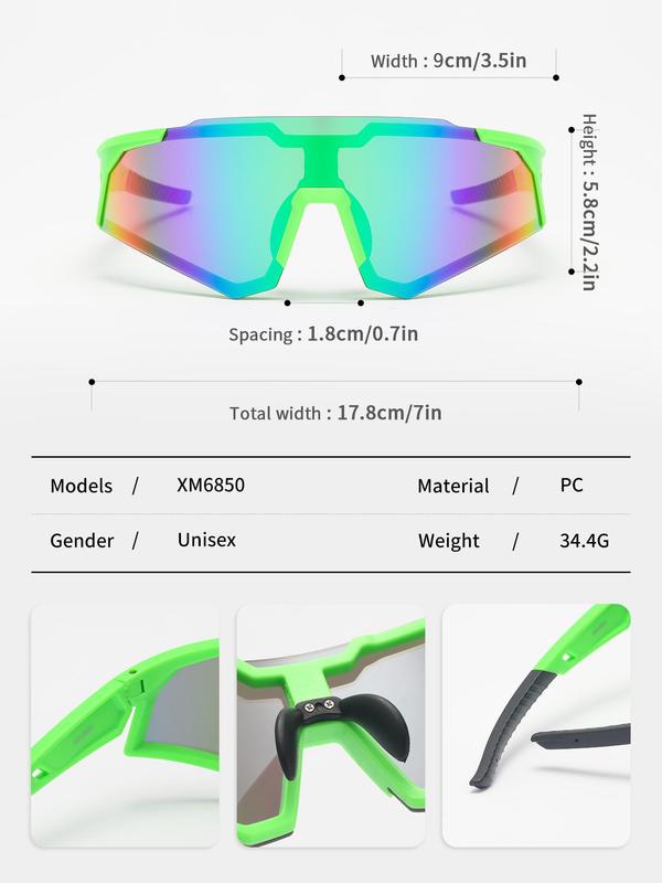 Unisex Colorblock Sports Sunglasses, Cycling Glasses, Sporty UV Protection Outdoor Cycling Sunglasses, Back To School Sun Protection Sports Sunglasses