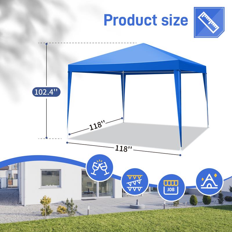 SY-10'x10' Gazebo Waterproof Outdoor Canopy Patio Tent Party Tent for Wedding BBQ Cater, Blue