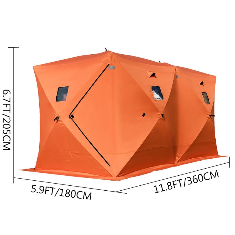 VEVOR 8 Person Ice Fishing Shelter Tent, 300D Oxford Fabric Portable Ice Shelter with Pop-up Pull Design, Strong Waterproof and Windproof Ice Fish Shelter for Outdoor Fishing, Orange