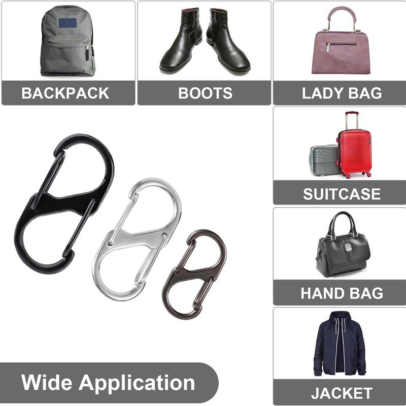 Lightweight S-shaped Double Head Spring Hook, 15pcs set Waterproof Durable Backpack Zipper Replacement Lock Buckle for Outdoor Hiking Fishing Camping