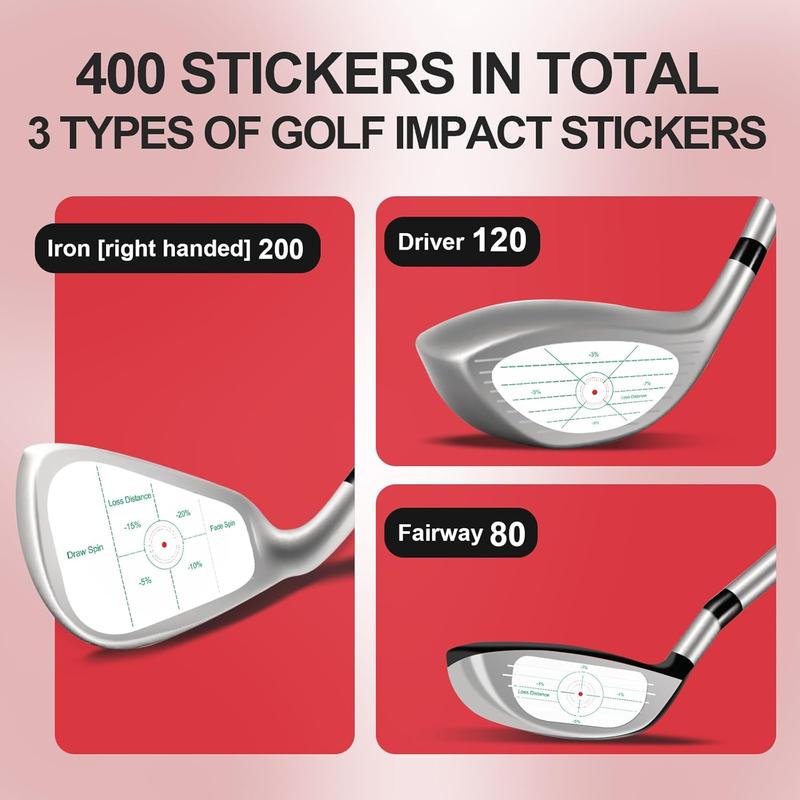 Golf Impact Tape Set 200~400Pcs - Self-Teaching Sweet Spot and Shot Consistency Analysis Golf Club  Impact Tape for Drivers Irons and Fairway Woods