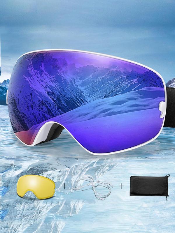 Unisex's Anti-fog Ski Goggles, Ski Goggles with Removable Lens & Storage Bag, Sporty Sunglasses for Skiing, Snowboarding, Snowmobile, Cycling