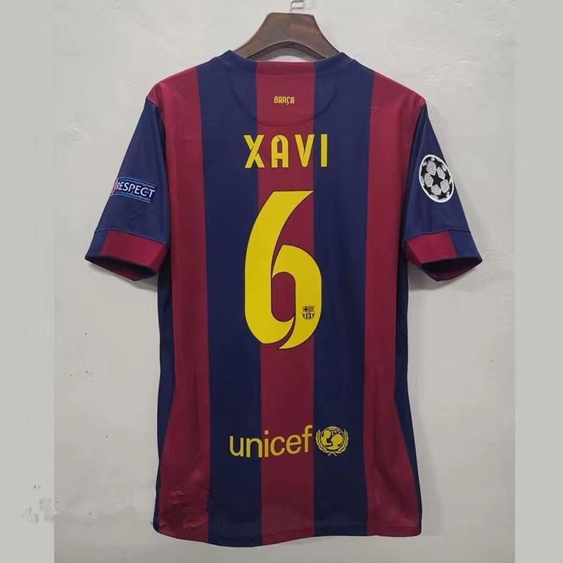 14-15 Season Barcelona Home Champions League Final No. 10 Messi No. 11 Neymar Retro Player Edition Soccer Jersey