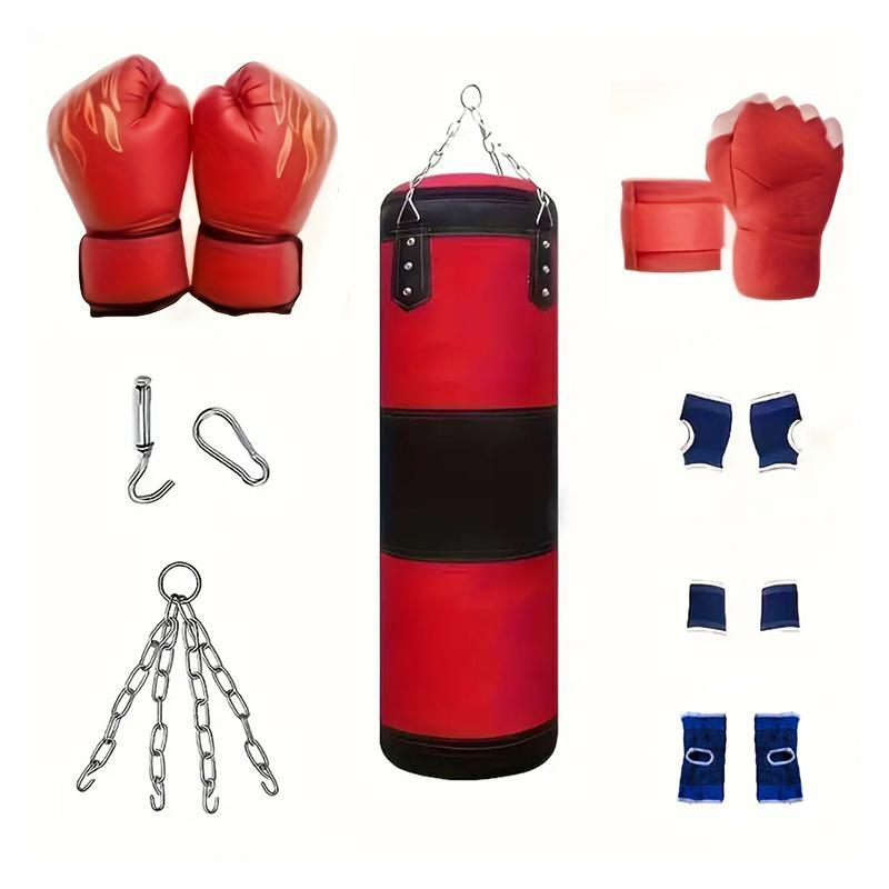 Boxing Sandbag Set, 1 Set Hanging Boxing Sandbag with Gloves & Accessories, Martial Arts Combat Training Sandbag Set, Training Equipment for Home Gym, Christmas Gift