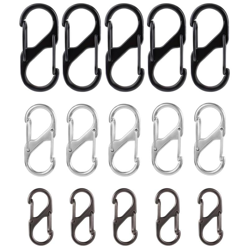 Lightweight S-shaped Double Head Spring Hook, 15pcs set Waterproof Durable Backpack Zipper Replacement Lock Buckle for Outdoor Hiking Fishing Camping