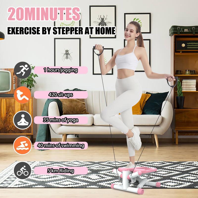 Steppers for Exercise, Twist Stair Steppers with Resistance Bands for Home Fitness,Max 330LBS,Stair Steppers with LCD Monitor