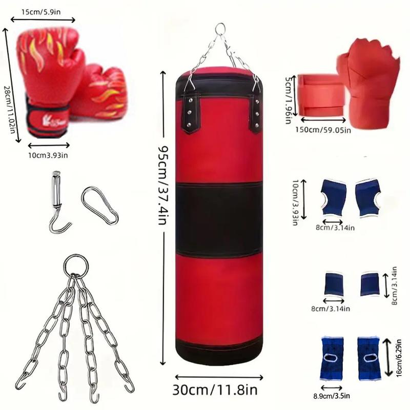 Boxing Sandbag Set, 1 Set Hanging Boxing Sandbag with Gloves & Accessories, Martial Arts Combat Training Sandbag Set, Training Equipment for Home Gym, Christmas Gift