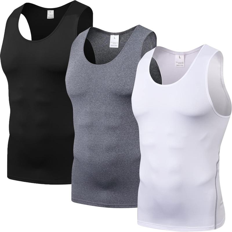 1 or 3 Pack Men's Compression Shirts Sleeveless Tank Top Dry Fit Athletic Workout Sports Running Base Layer Undershirt