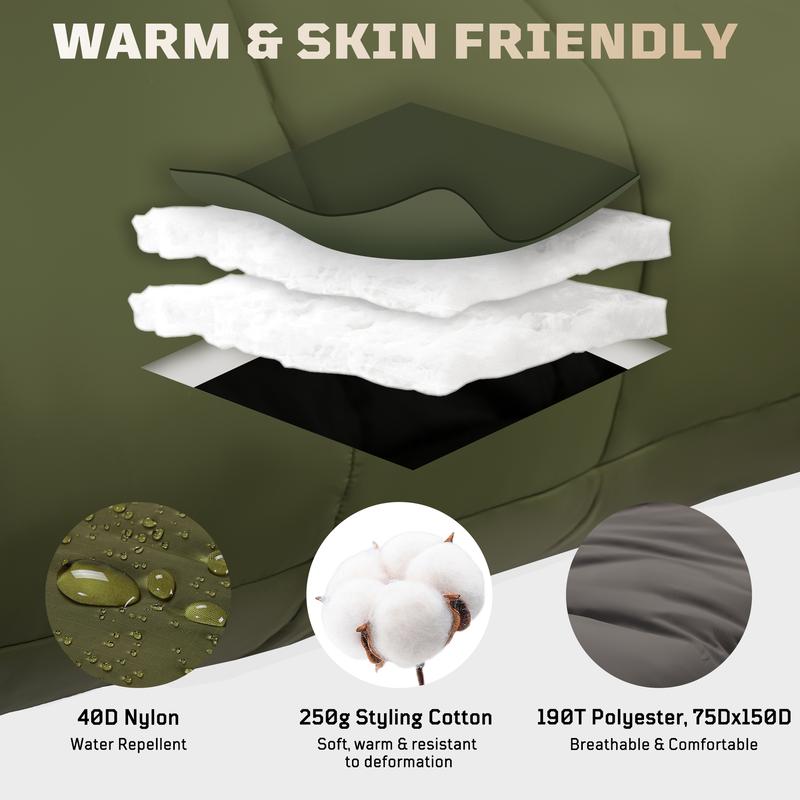 1TG Tactical Mummy Sleeping Bag, 26-36℉ All Season Camping Sleeping Bag for Adults Cold Weather with Adjustable Hood, Phone Pocket for Hiking, Traveling, and Outdoor Activities