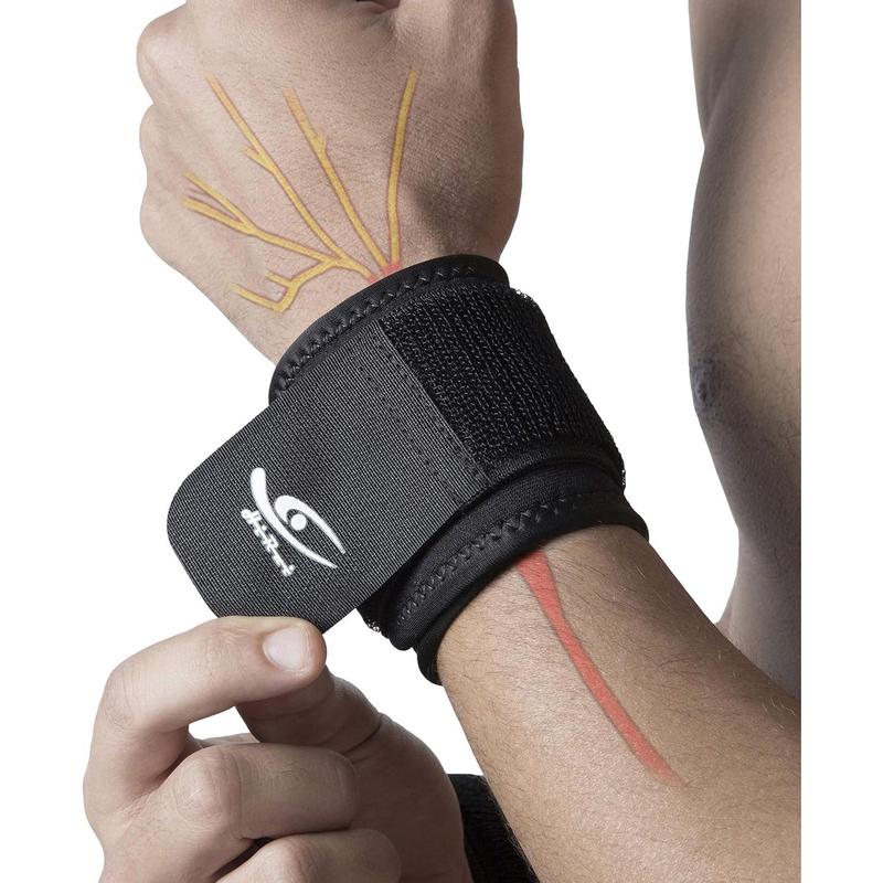 HiRui 2 PACK Wrist Compression Strap and Wrist Brace Sport Wrist Support for Fitness, Weightlifting, Tendonitis, Carpal Tunnel Arthritis, Pain Relief-Wear Anywhere-Unisex,Adjustable