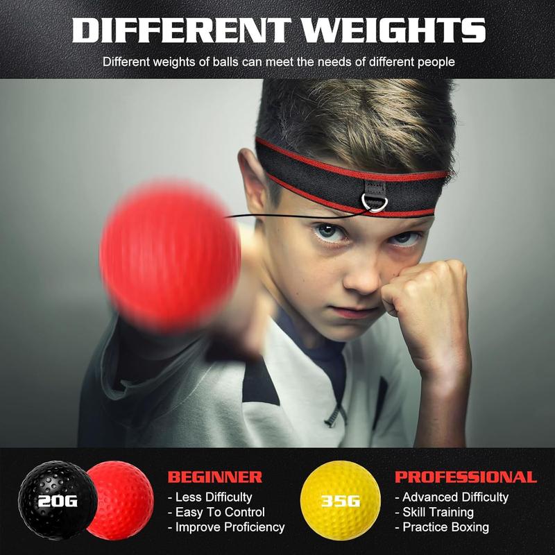 Boxing Reflex Ball Headband Set - 4 Balls & 2 Adjustable Headbands for Beginners, Skill Improvement, Great Training Equipment for All Levels