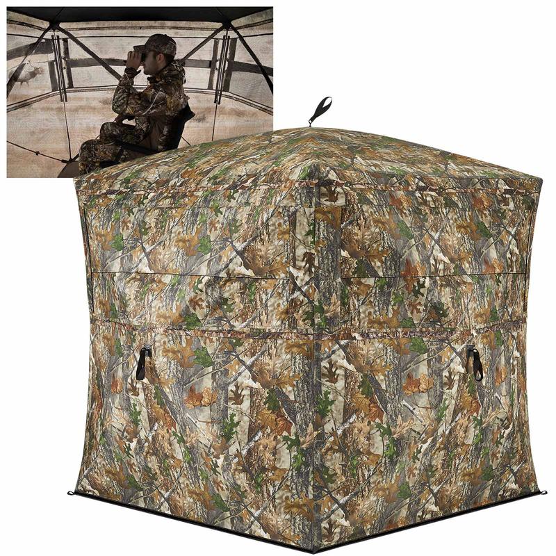 TIDEWE Hunting Blind See Through with Carrying Bag, 2-3 Person Pop Up Ground Blinds 270 Degree, Portable Resilient Hunting Tent for Deer & Turkey Hunting