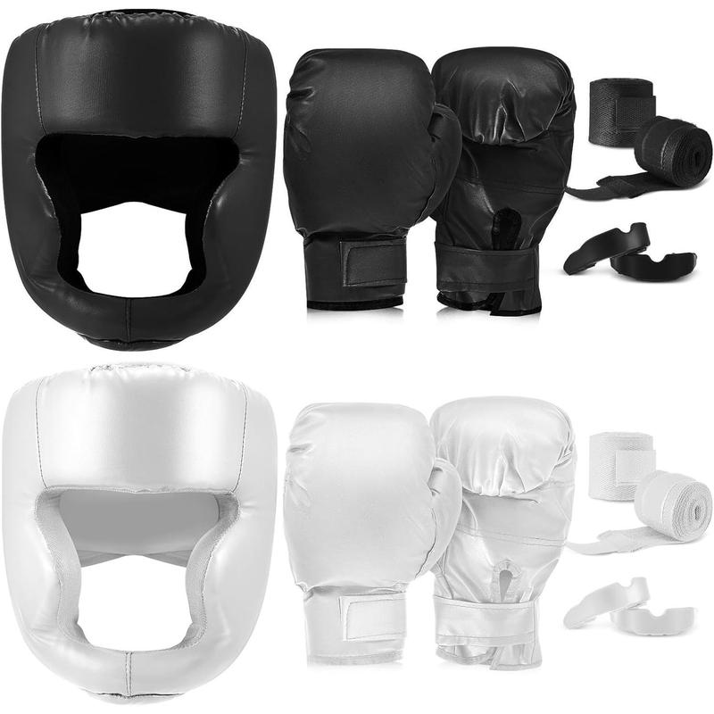 Hamoluxi  14 Pcs Boxing Set Including 2 Pair of 16 oz Boxing Gloves Headgear Helmet Boxing Hand Wraps Sport Mouth Guards