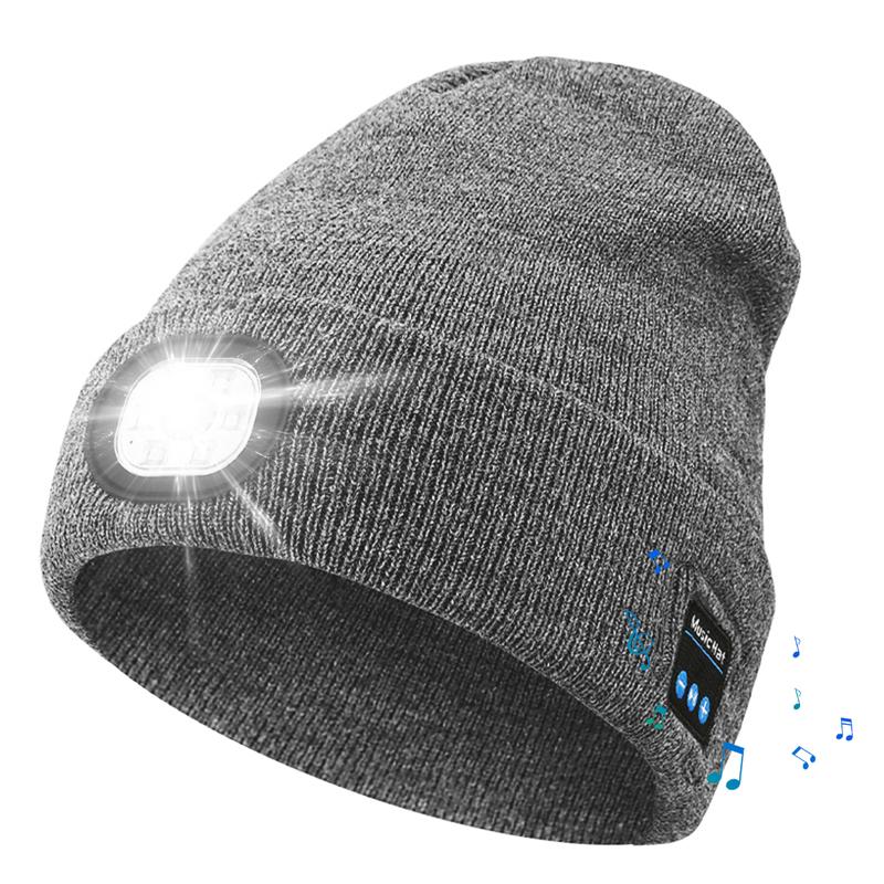 Bluetooth Beanie with LED Headlight and Removable Speakers, USB Rechargeable Knit warm winter Hat balaclava Hat for Music and Calling, sport,outdoor,Perfect for Christmas, Birthday, New year Gfit Year Gift