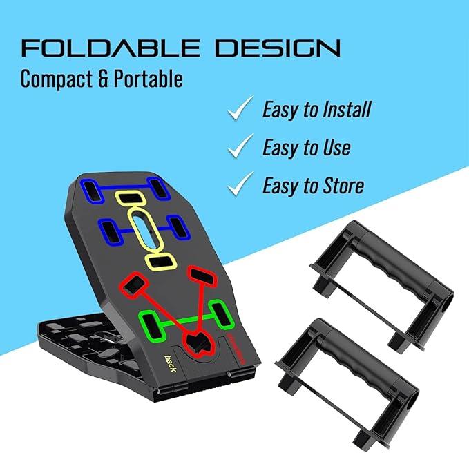 Push Up Board, Portable Multi-Function Foldable 10 in 1 Push Up Bar, Push up Handles for Floor