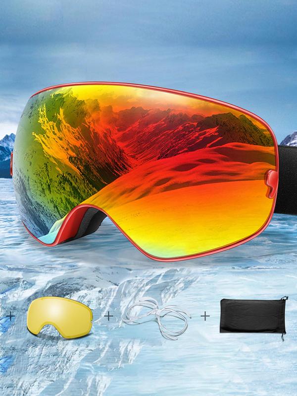 Unisex's Anti-fog Ski Goggles, Ski Goggles with Removable Lens & Storage Bag, Sporty Sunglasses for Skiing, Snowboarding, Snowmobile, Cycling