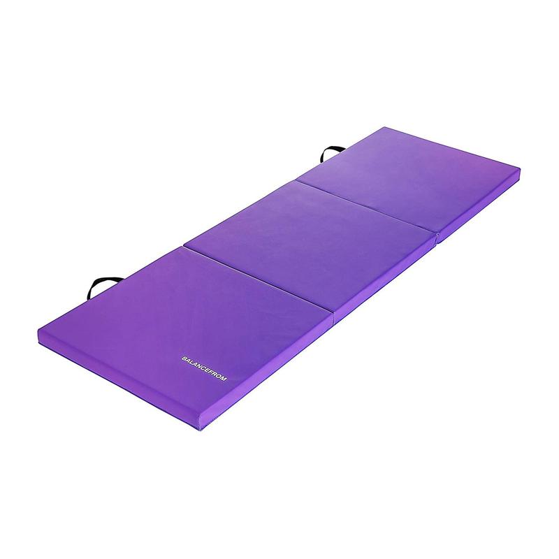 BalanceFrom Fitness GoGym 6x2ft Folding 3 Panel Exercise Mat w Handles, Purple