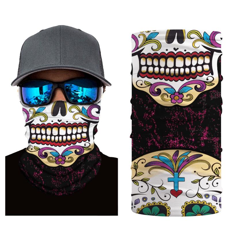 5PCS Skull Face Scarf Tube Bandana Headband Headwear for Motorcycle Riding Biker: Skeleton Mexico Flag Neck Gaiter Scarf