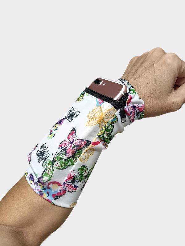 Butterfly Print Sports Wrist Bag, Elasticity Arm Phone Wallet Bag For Outdoor Running Cycling, Sports & Outdoor Bag