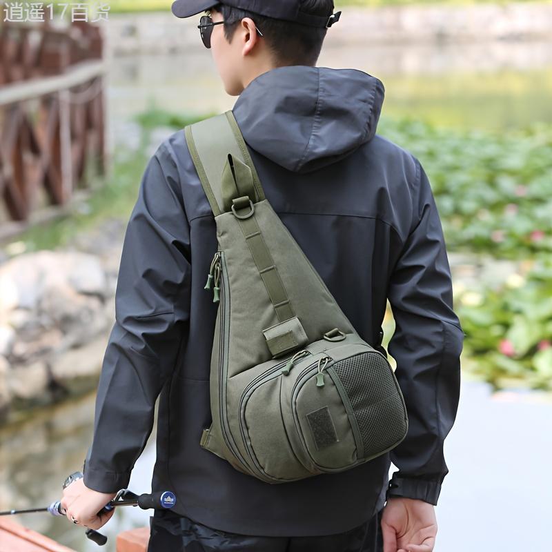 Water-Resistant Multifunctional Fishing Tackle Bag, Crossbody Shoulder Bag for Outdoor Fishing Hiking Climbing Gear Storage