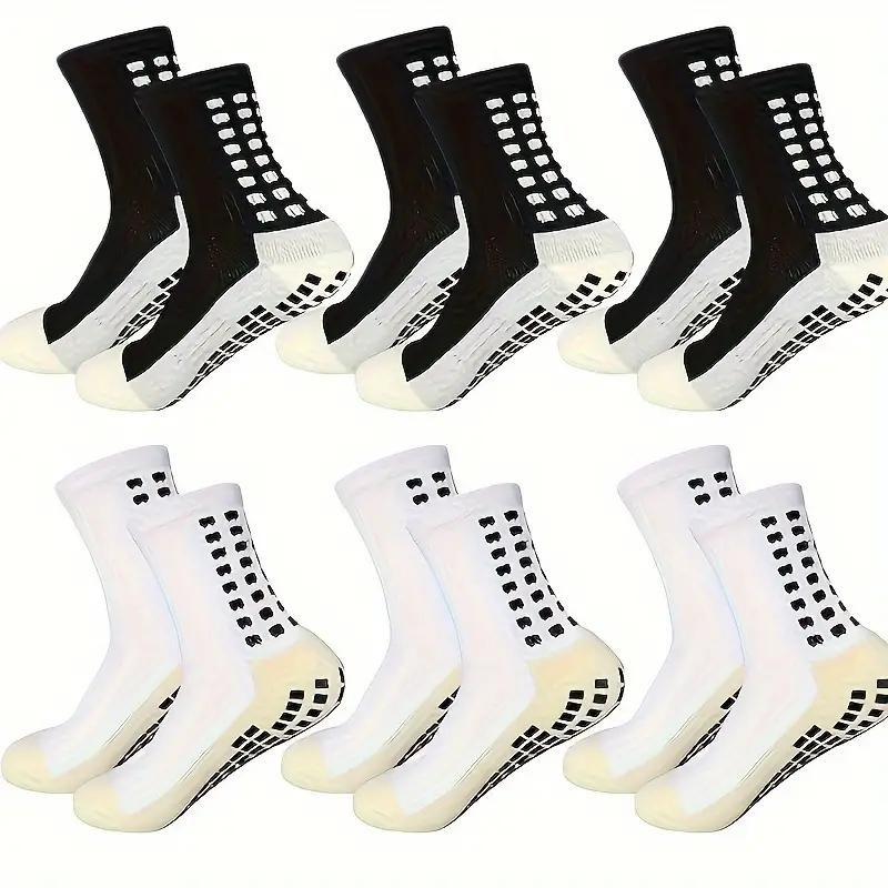 Men's  Socks 6 Pairs Mens Soccer Socks Grip Non-Slip Football Baseball Soccer Socks for Women Men's  Anti Slip Grip Pads Sports Athletic Socks