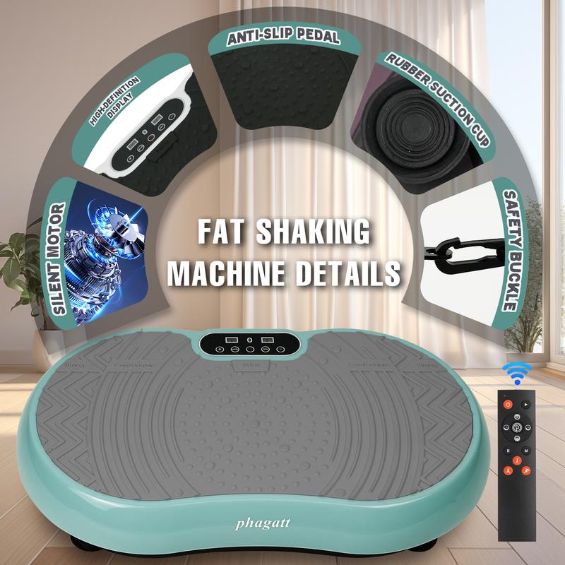 PHAGATT Vibration Plate Exercise Machine, 120 Level Vibration Adjustment, 2 Fitness Resistance Bands, Body Relaxation