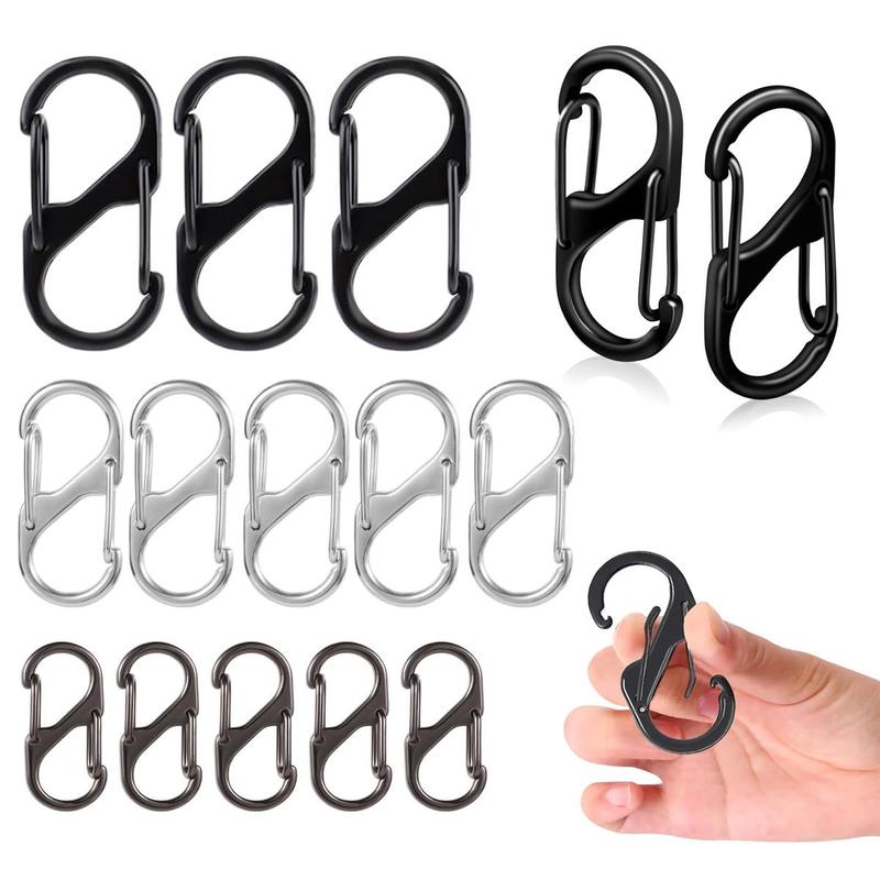 Lightweight S-shaped Double Head Spring Hook, 15pcs set Waterproof Durable Backpack Zipper Replacement Lock Buckle for Outdoor Hiking Fishing Camping