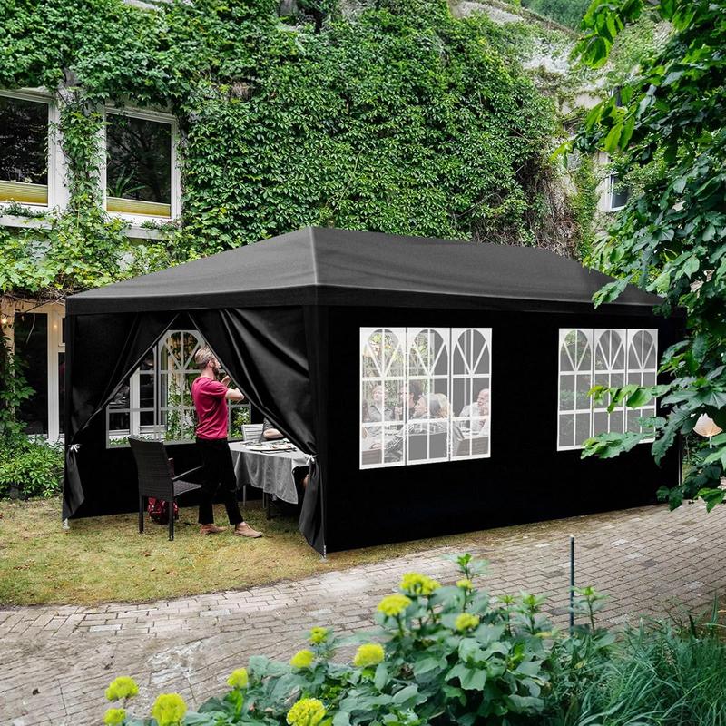 SEALAMB Black Party Canopy Tent 10x20FT with 6 vable Waterproof Sidewalls, Outdoor Large Canopy Tent Paito Gazebo Party Tent Wedding Tents for Backyard