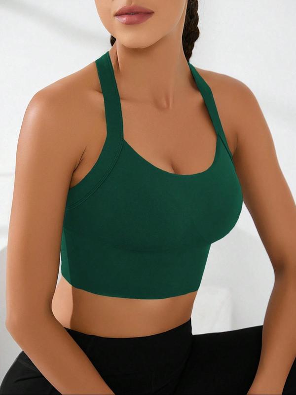 Women's Criss Cross Sports Bra, Solid Color High Stretch  Wireless Sports Bra, Sports Bra for Running Gym Workout