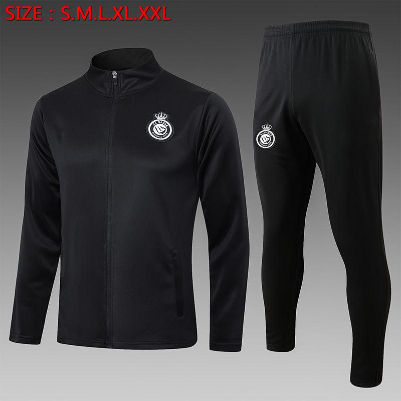 24-25 Riyadh long zipper hooded training suit Soccer Jersey Fan Version Football Long Sleeves Men's sports suit