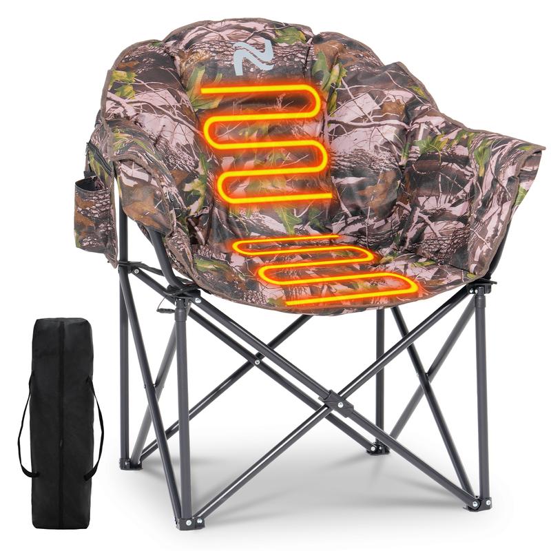 Slsy Heated Camping Chair, Portable Outdoor Sports Padded Oversized Heated Folding Chairs, Heating Lawn Chair Patio Lounge Chairs for Adults