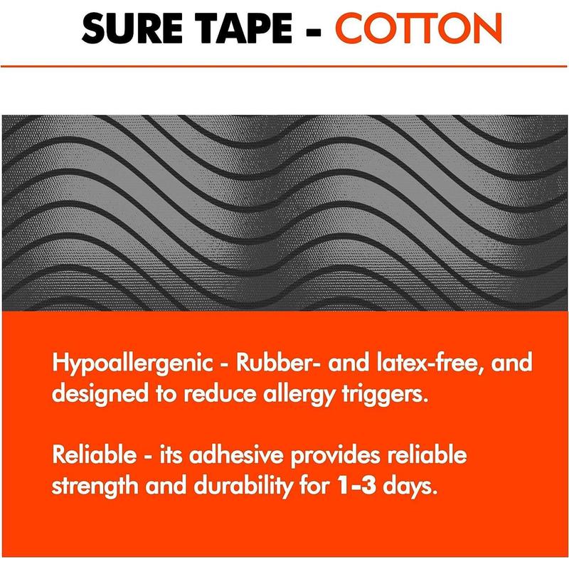 Sure Tape Black Athletic Tape Original Cotton Elastic Kinesiology Tape Roll